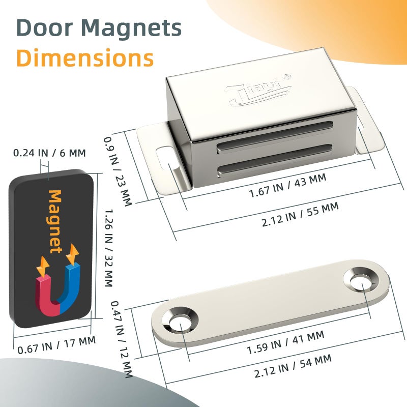 Jiayi Magnetic Cabinet Magnet Closure Jiayi 10 Pack Drawer Magnetic Latch 30 lbs Cupboard Latch Magnet Cabinet Door Catch Heavy Duty Kitchen Cabinet Magnetic Catch Closet Door Magnetic Catch - Image 2